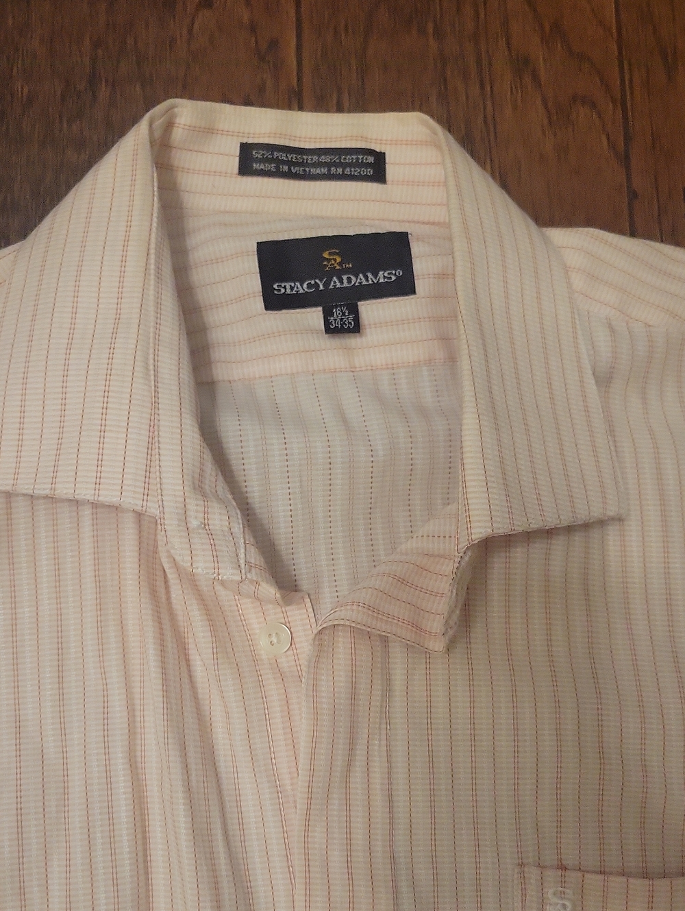 Stacy Adams Cream and Pink Striped Dress Shirt